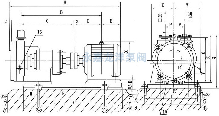SZB系列水环式真空泵安装尺寸图
