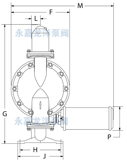 2寸英格索兰气动隔膜泵尺寸图2