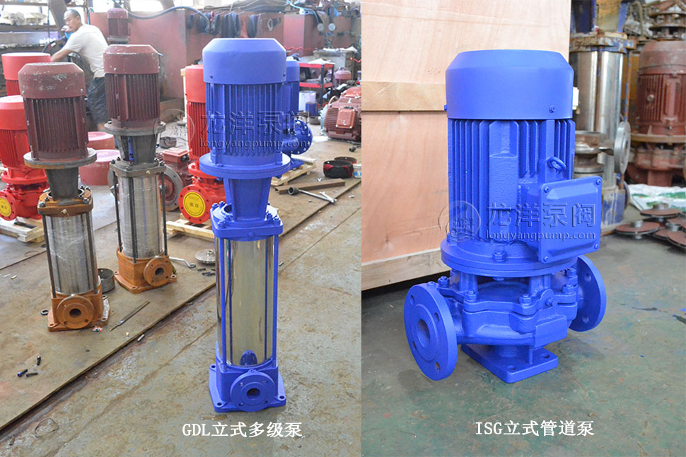 GDL立式多级离心泵和ISG立式管道泵外型对比图